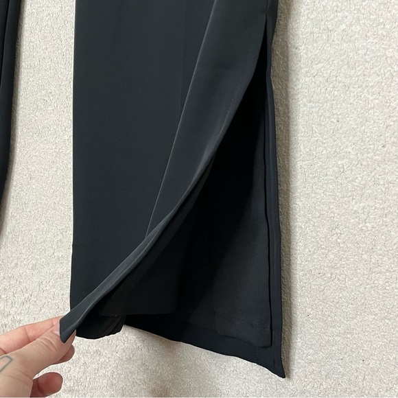 Open Edit Classic Trouser Pants-Black-Womens S-Elastic/Zipper Waist-Slit Leg-NEW - Picture 9 of 15